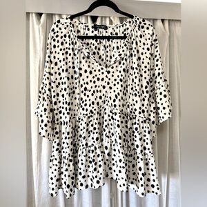 Women’s 3/4 Ruffle Sleeve Dalmatian Blouse (XL)
